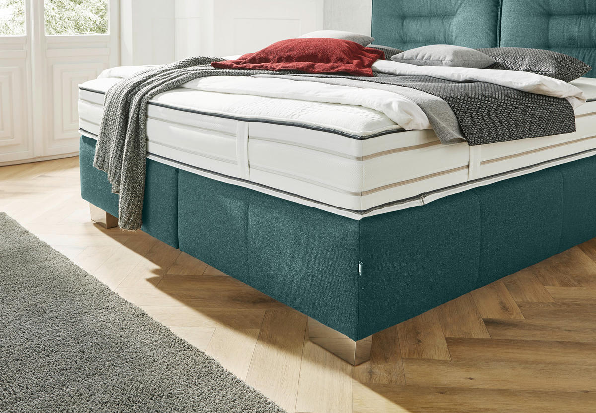 BOXSPRINGBETT 160/200 cm  in Petrol  - Chromfarben/Petrol, KONVENTIONELL, Textil (160/200cm) - Dieter Knoll