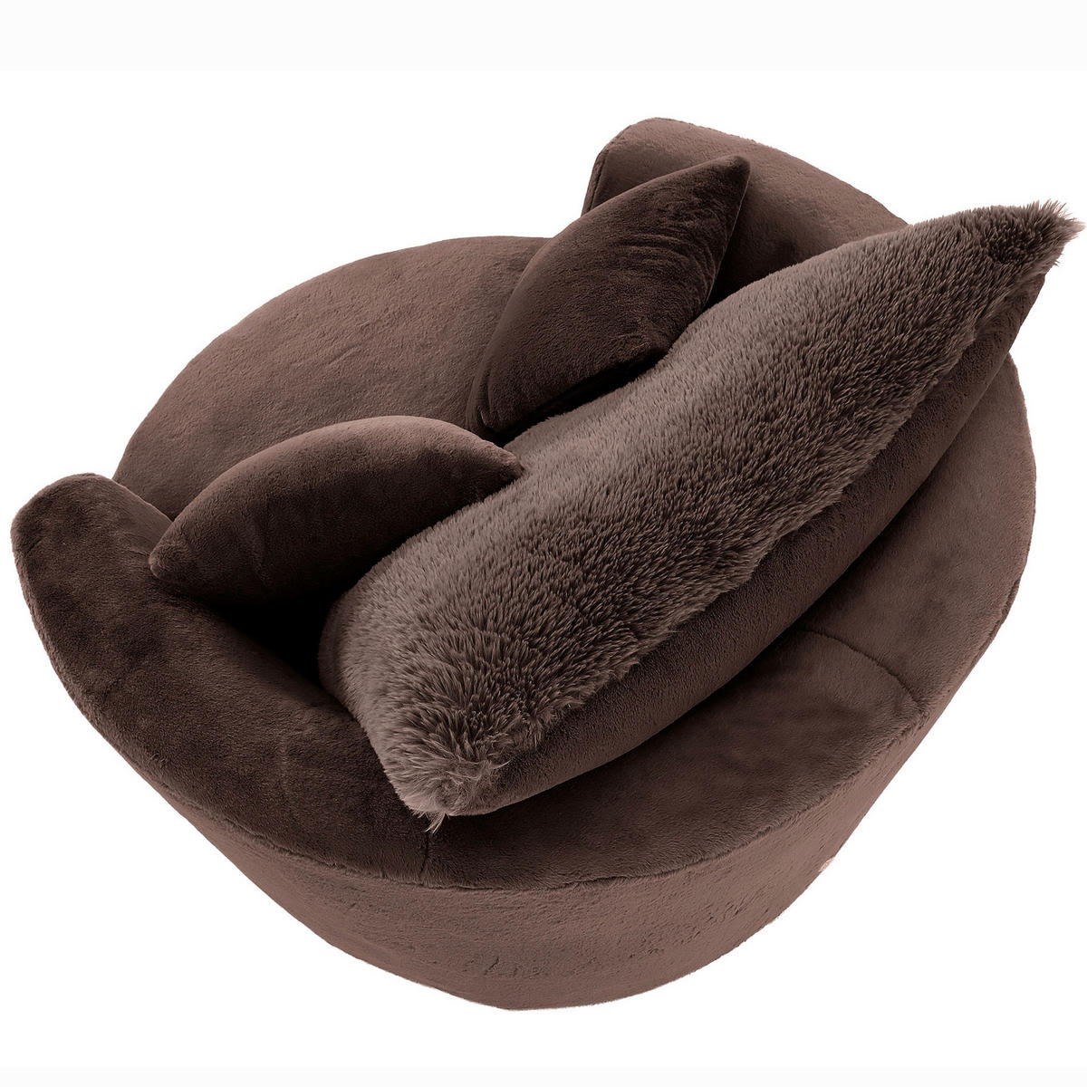 SESSEL in Plüsch Dunkelbraun  - Dunkelbraun/Schwarz, KONVENTIONELL, Textil/Metall (115/72/115cm) - Ambia Home