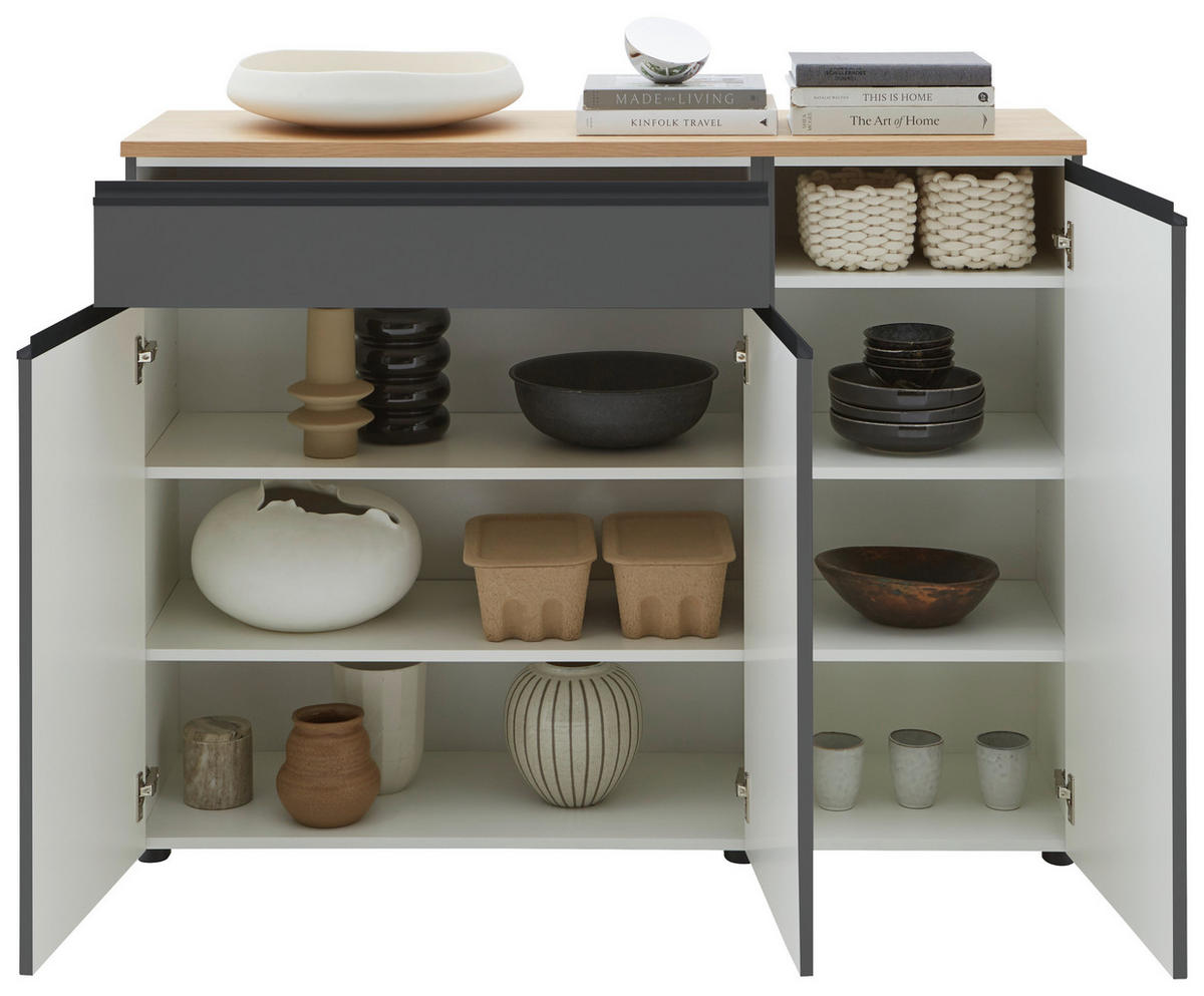SIDEBOARD  in 135/102/41 cm  - Eichefarben/Schwarz, Design, Holz/Holzwerkstoff (135/102/41cm) - Dieter Knoll
