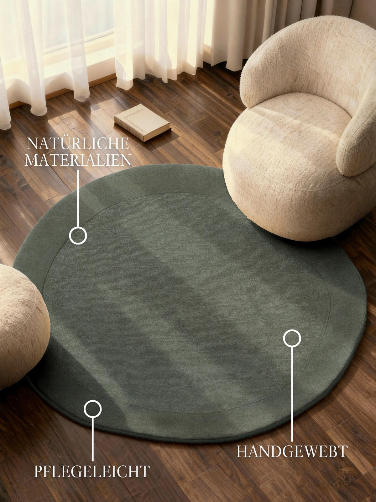 WOLLTEPPICH 160 cm 1812 Dunkelgrün organisch  - Dunkelgrün, KONVENTIONELL, Textil (160cm) - Villeroy & Boch