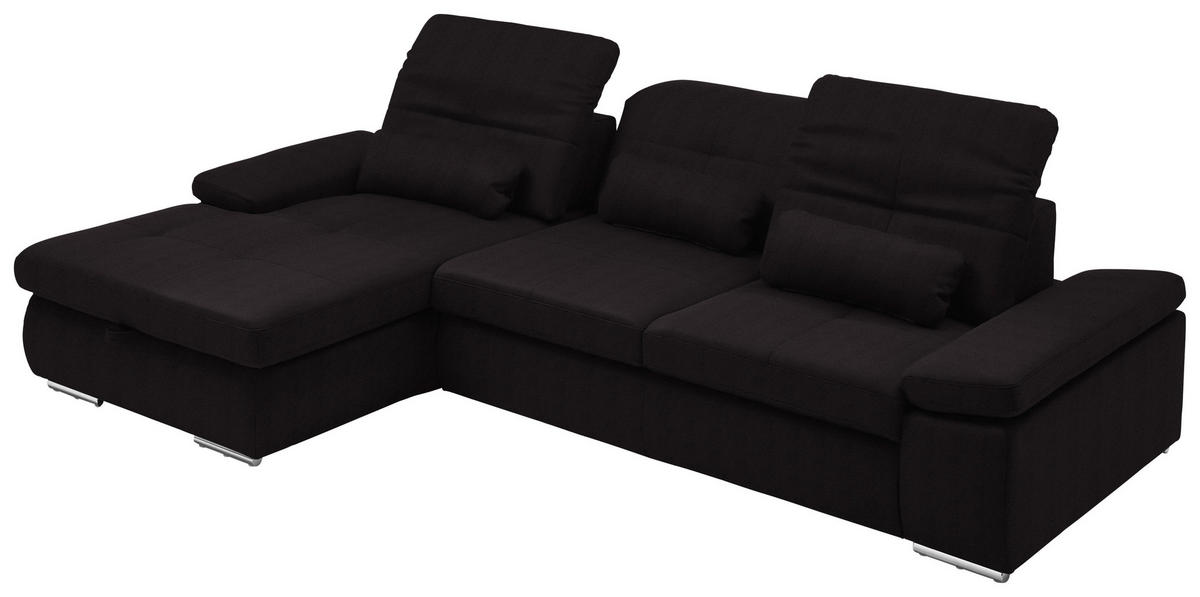 ECKSOFA Flachgewebe Anthrazit  - Chromfarben/Anthrazit, Design, Textil (195/309cm) - Beldomo Style