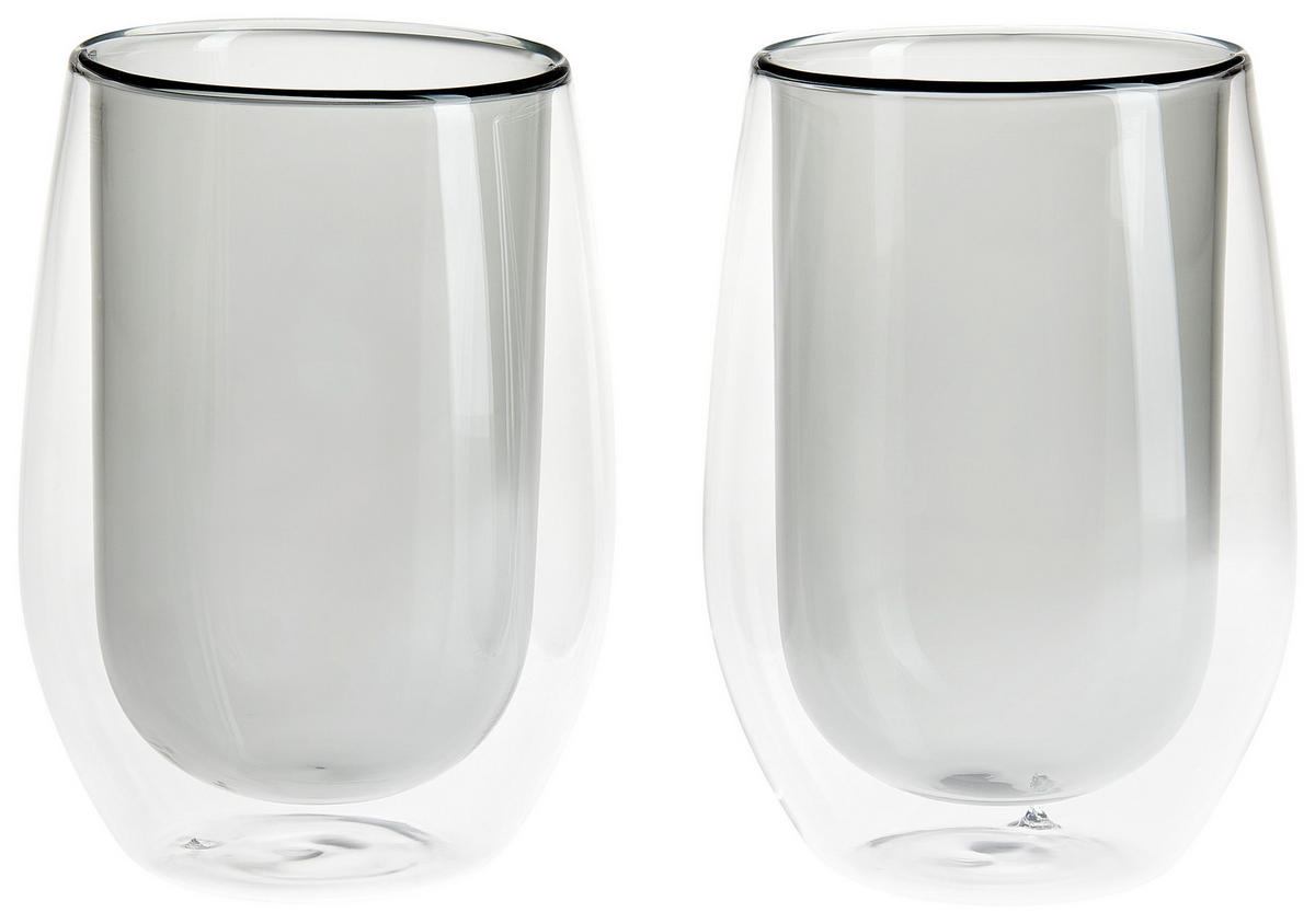 KAFFEEGLAS - Grau, KONVENTIONELL, Glas (7,5/12,5cm) - Novel