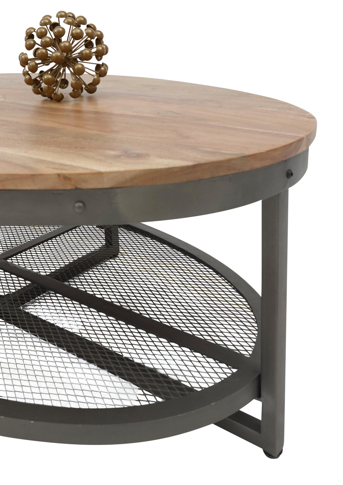 COUCHTISCH Mangoholz massiv 121/71/44 cm oval Braun, Schwarz  - Schwarz/Braun, KONVENTIONELL, Holz/Metall (121/71/44cm) - MID.YOU