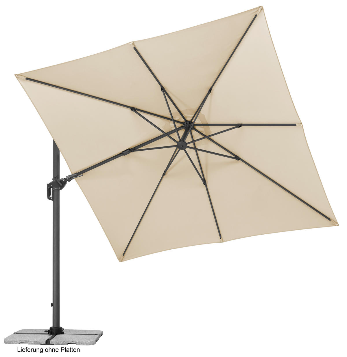 AMPELSCHIRM   - Anthrazit/Naturfarben, Basics, Textil/Metall (358/263/300cm) - Schneider