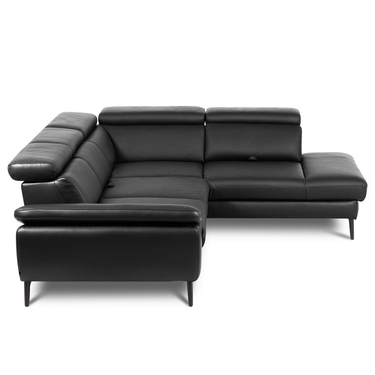 ECKSOFA  in Lederlook Echtleder Schwarz  274/220 cm  - Schwarz, Design, Leder/Textil (274/220cm) - Livetastic