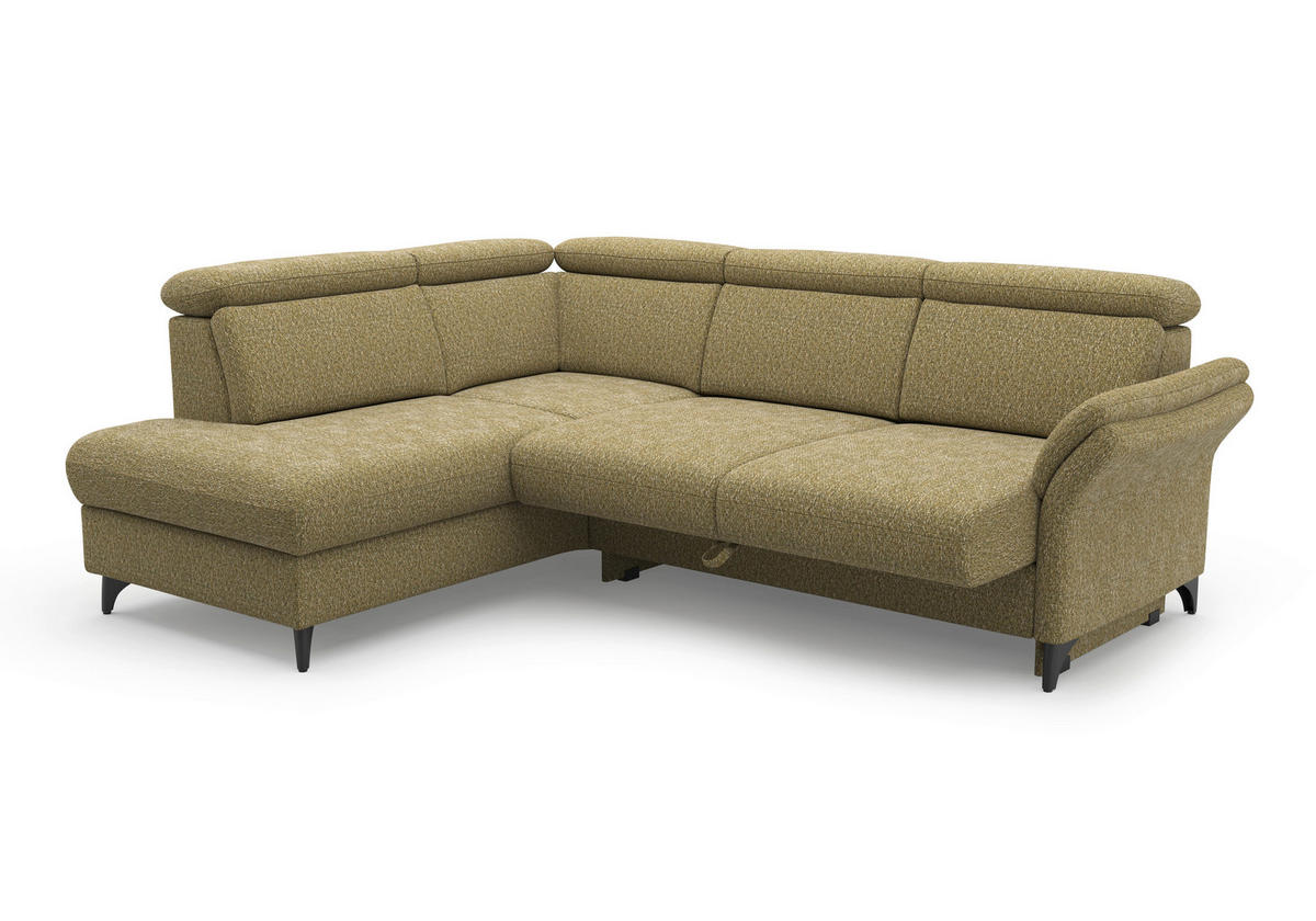ECKSOFA Chenille Olivgrün  - Schwarz/Olivgrün, Konventionell, Textil/Metall (193/247cm) - Sit & More