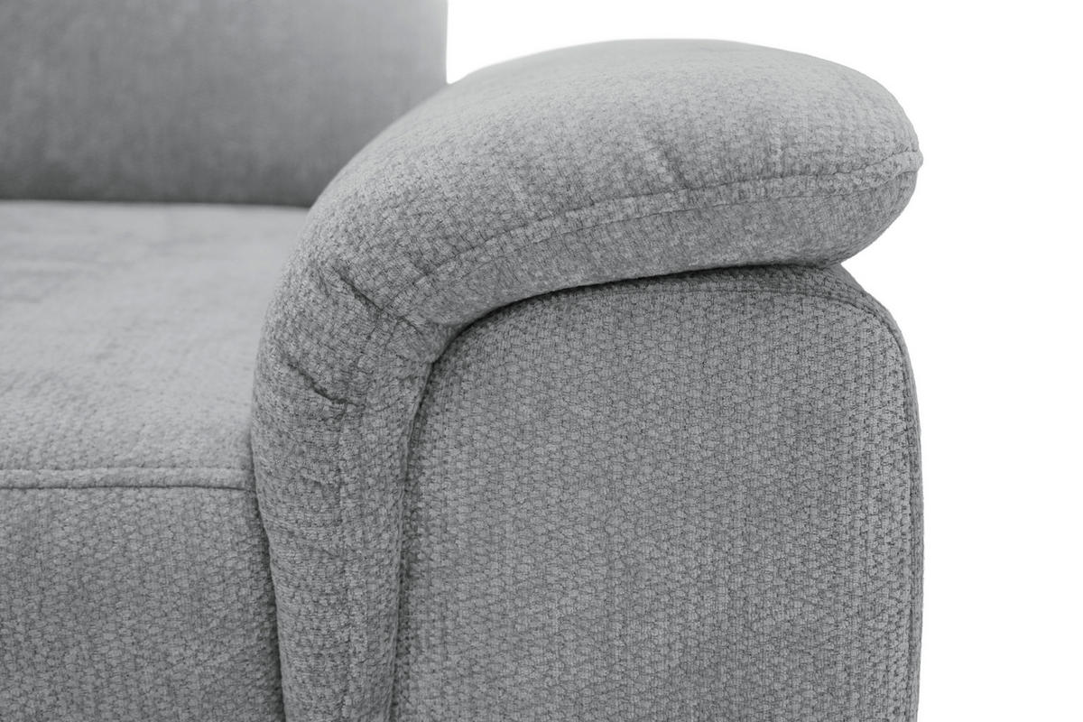 ECKSOFA Dunkelgrau Chenille Bettkasten, Schlaffunktion, Rücken echt, Kopfteilverstellung, Liegefläche im Originalstoff  - Dunkelgrau/Schwarz, KONVENTIONELL, Textil/Metall (206/265cm) - Carryhome