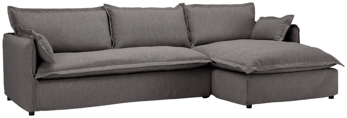 HUSSEN-ECKSOFA in Flachgewebe, Bouclé Grau  - Schwarz/Grau, Trend, Textil/Metall (295/165cm) - Livetastic
