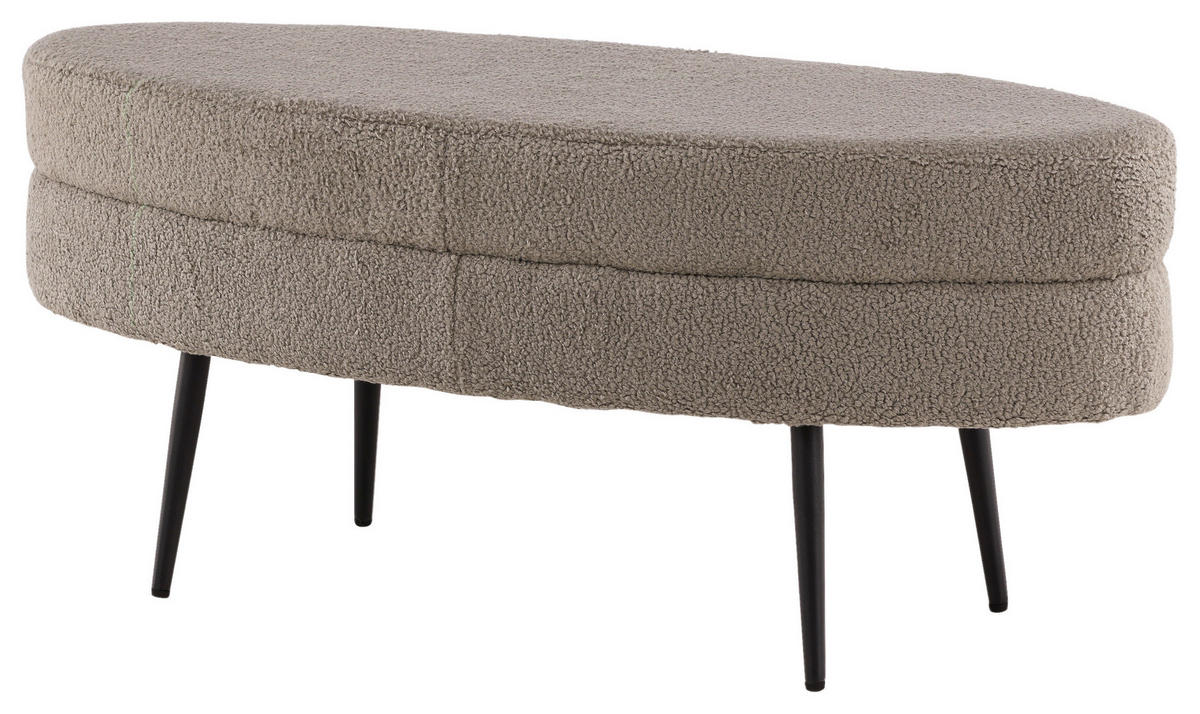 HOCKERBANK in Metall, Textil Greige  - Greige/Schwarz, Design, Textil/Metall (100/41/40cm) - Livetastic