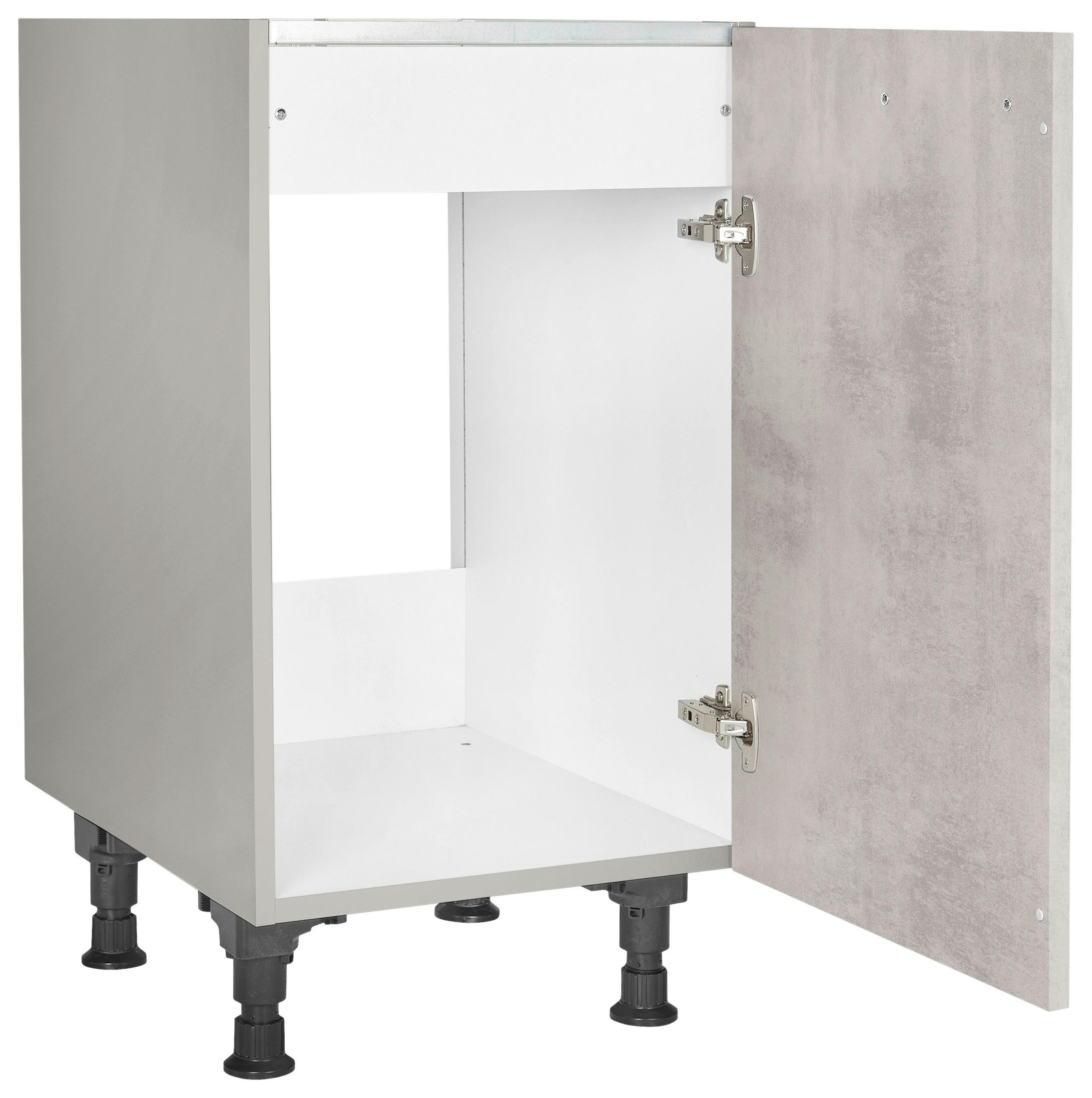 SPÜLENUNTERSCHRANK 45/87/56 cm  in Hellgrau  - Edelstahlfarben/Hellgrau, MODERN, Holzwerkstoff/Metall (45/87/56cm) - Nobilia