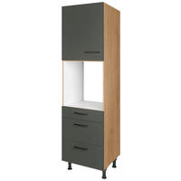 GERÄTEUMBAUSCHRANK 60/216,6/58 cm  in Grün, Eichefarben  - Eichefarben/Schwarz, MODERN, Holzwerkstoff/Metall (60/216,6/58cm) - Nobilia