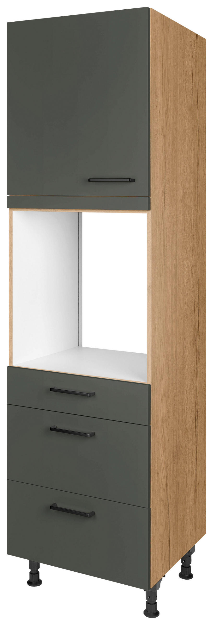 GERÄTEUMBAUSCHRANK 60/216,6/58 cm  in Grün, Eichefarben  - Eichefarben/Schwarz, MODERN, Holzwerkstoff/Metall (60/216,6/58cm) - Nobilia