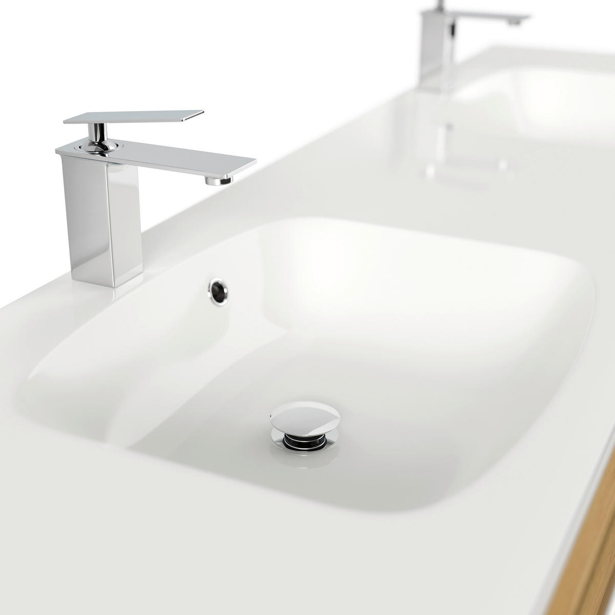 WASCHTISCHKOMBI 180 cm  - Eichefarben/Weiß, Basics, Holzwerkstoff/Stein (180cm) - MID.YOU