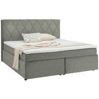 BOXSPRINGBETT 180/200 cm  in Ecru  - Ecru/Schwarz, Design, Kunststoff/Textil (180/200cm) - Xora