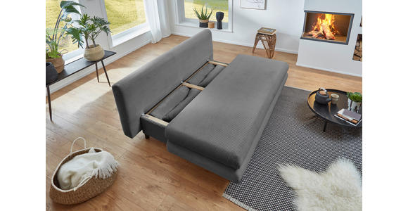 SCHLAFSOFA Cord Grau  - Schwarz/Grau, KONVENTIONELL, Kunststoff/Textil (196/77/92cm) - Carryhome