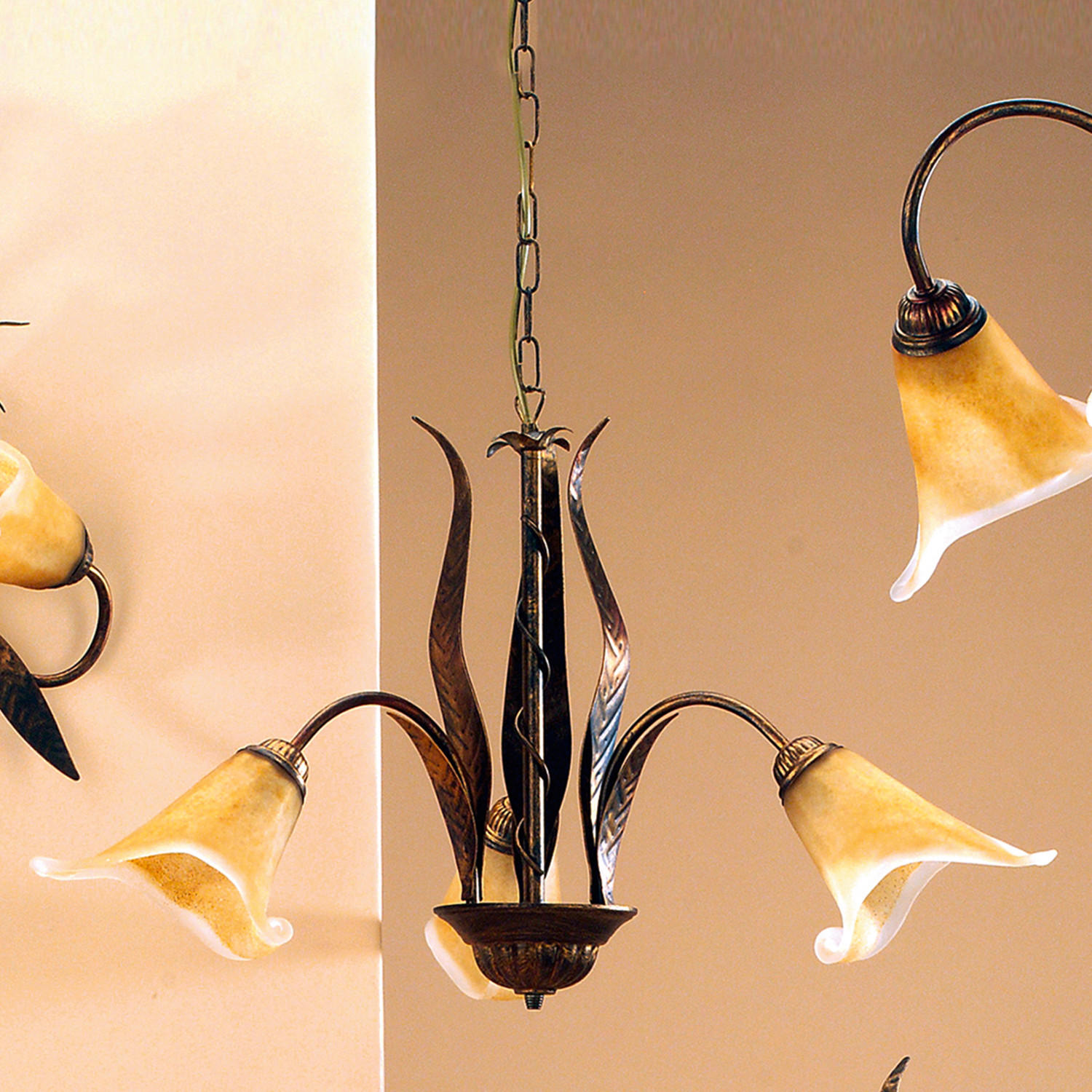 KRONLEUCHTER 65/65/100 cm   - Bronzefarben, KONVENTIONELL, Glas/Metall (65/65/100cm)