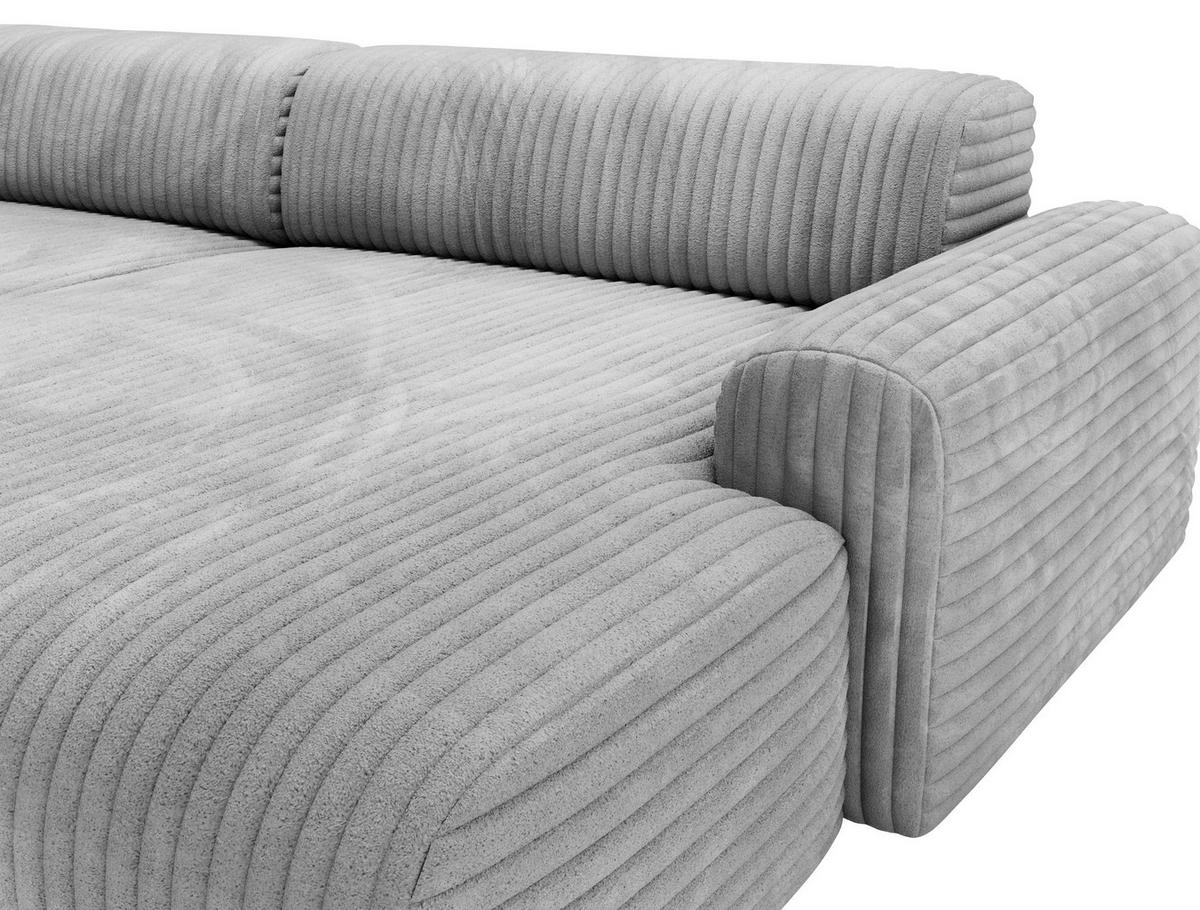 ECKSOFA in Cord Grau  - Schwarz/Grau, Design, Kunststoff/Textil (292/178cm) - Livetastic