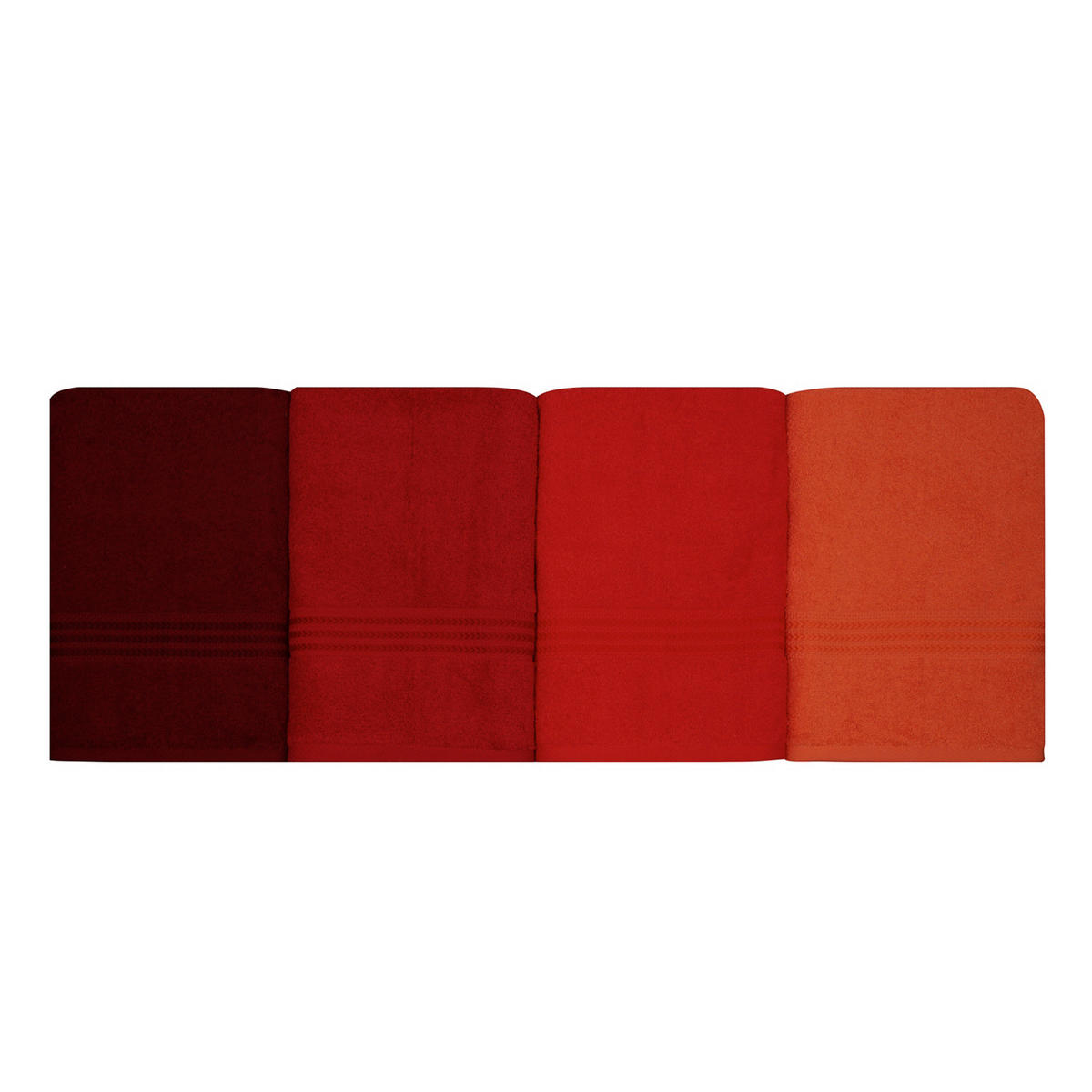 DUSCHTUCHSET Orange, Rot, Dunkelorange, Hellrot 4-teilig  - Hellrot/Rot, Basics, Textil (70/140cm)