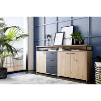 SIDEBOARD  in 177,3/87,8/38 cm  - Eichefarben/Schwarz, KONVENTIONELL, Holzwerkstoff/Kunststoff (177,3/87,8/38cm) - Xora