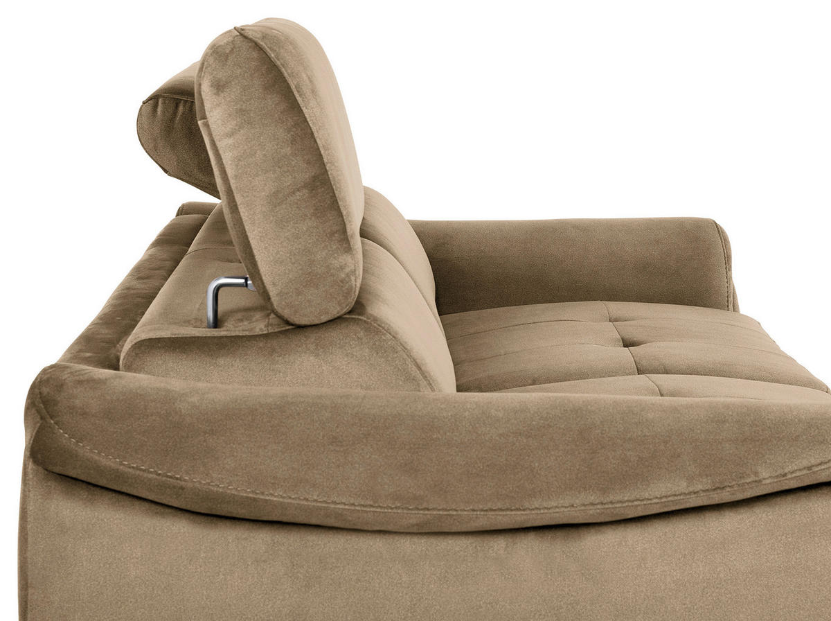 SCHLAFSOFA in Textil Hellbraun  - Chromfarben/Hellbraun, Design, Textil/Metall (203/77-98/103cm) - MID.YOU