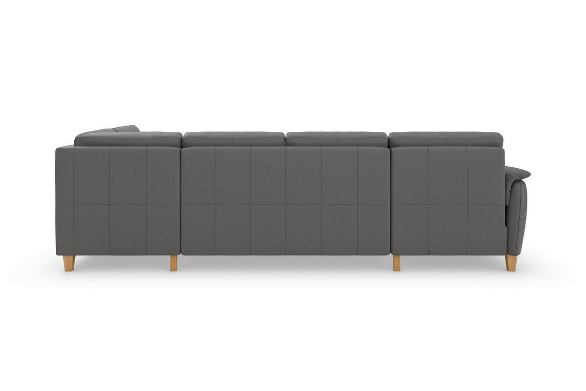 WOHNLANDSCHAFT PALMERA E Mokka Echtleder  - Eichefarben/Mokka, Basics, Leder/Holz (163/308/212cm) - Sit & More
