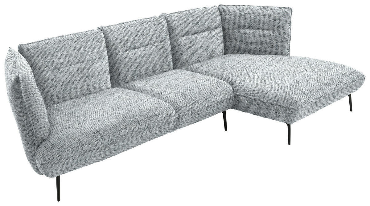 ECKSOFA in Flachgewebe Grau  - Schwarz/Grau, Design, Textil/Metall (339/153cm) - Moderano