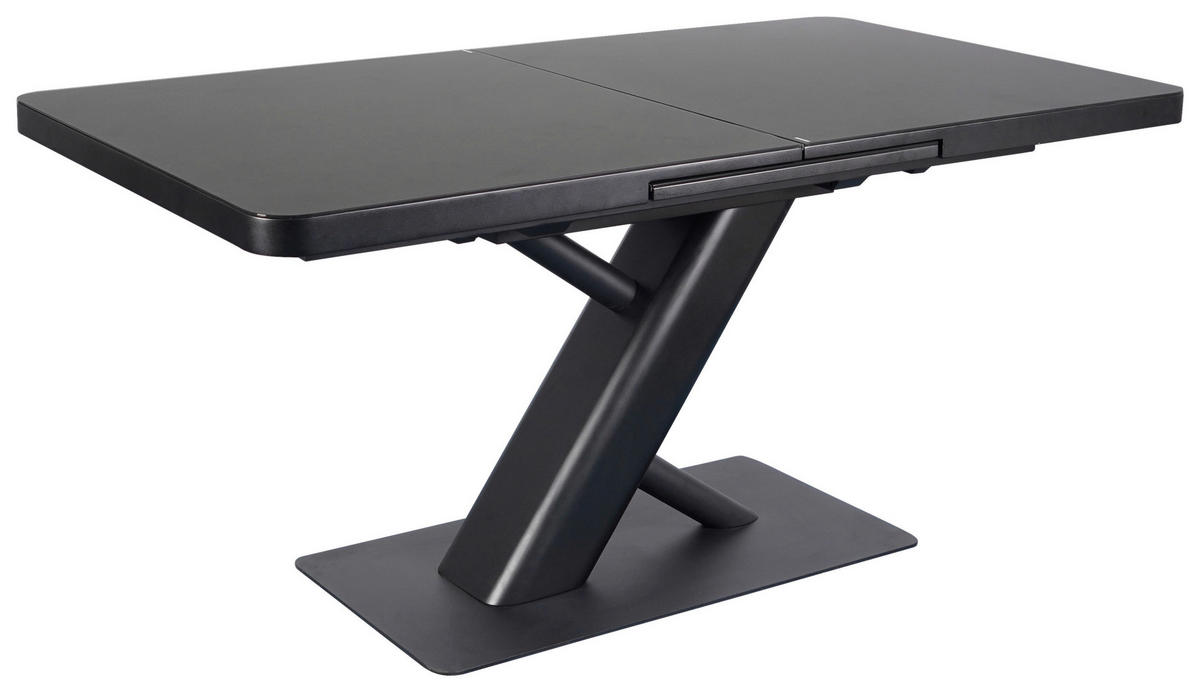 ÉTKEZŐASZTAL - fekete, Design, faalapú anyag/üveg (160-210/76/90cm) - Novel