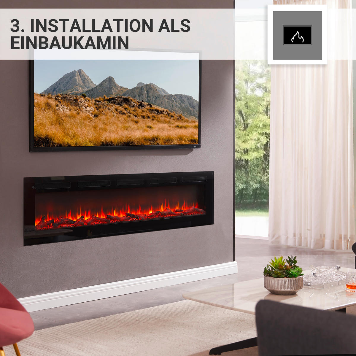 ELEKTROKAMIN - Schwarz, Basics, Metall (178/43/15cm)