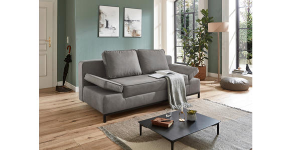 SCHLAFSOFA  mit Mikrofaser Hellgrau  - Hellgrau/Schwarz, KONVENTIONELL, Kunststoff/Textil (202/90/97cm) - Carryhome