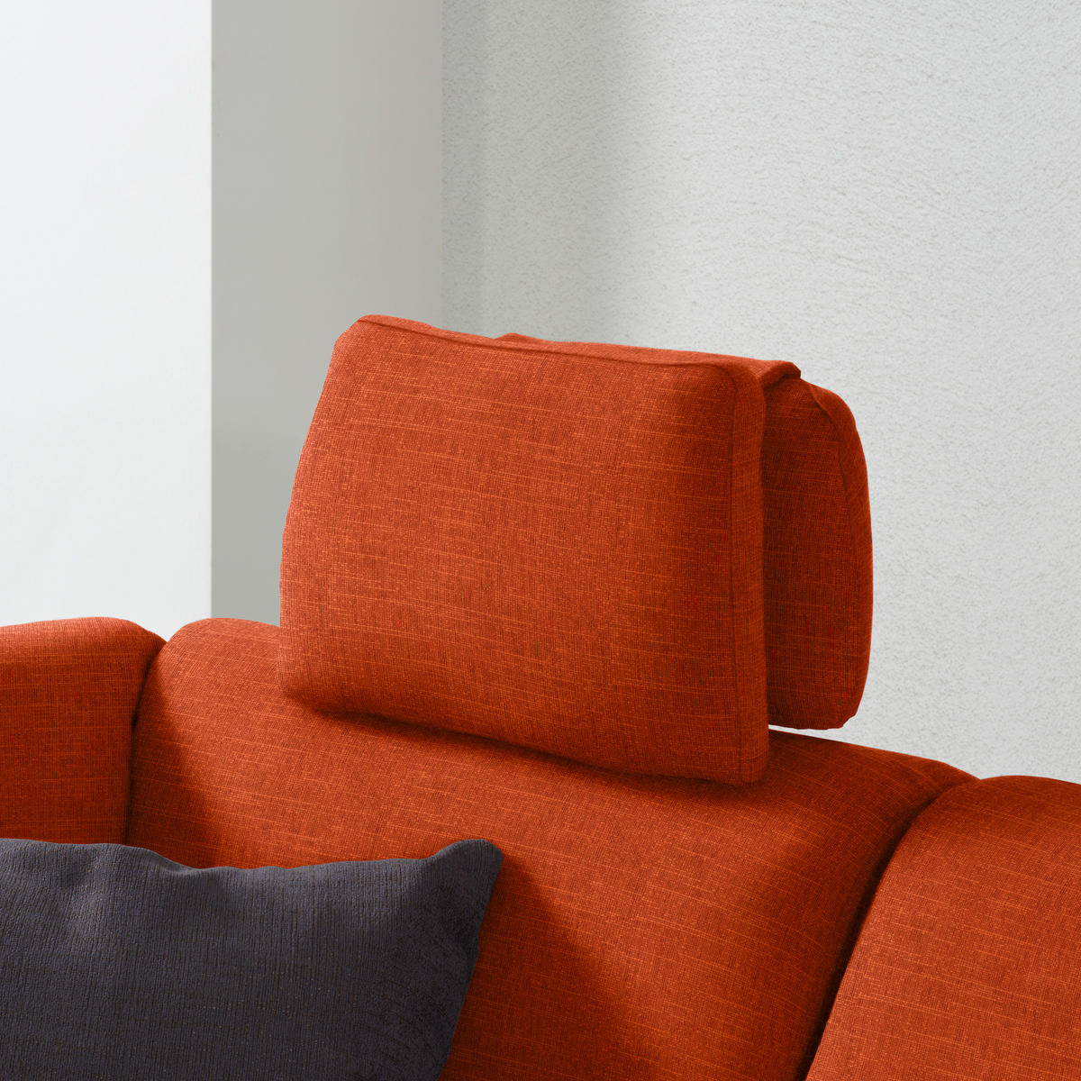 ECKSOFA  in Chenille Orange  208/226 cm  - Schwarz/Orange, KONVENTIONELL, Textil (208/226cm) - Sedda