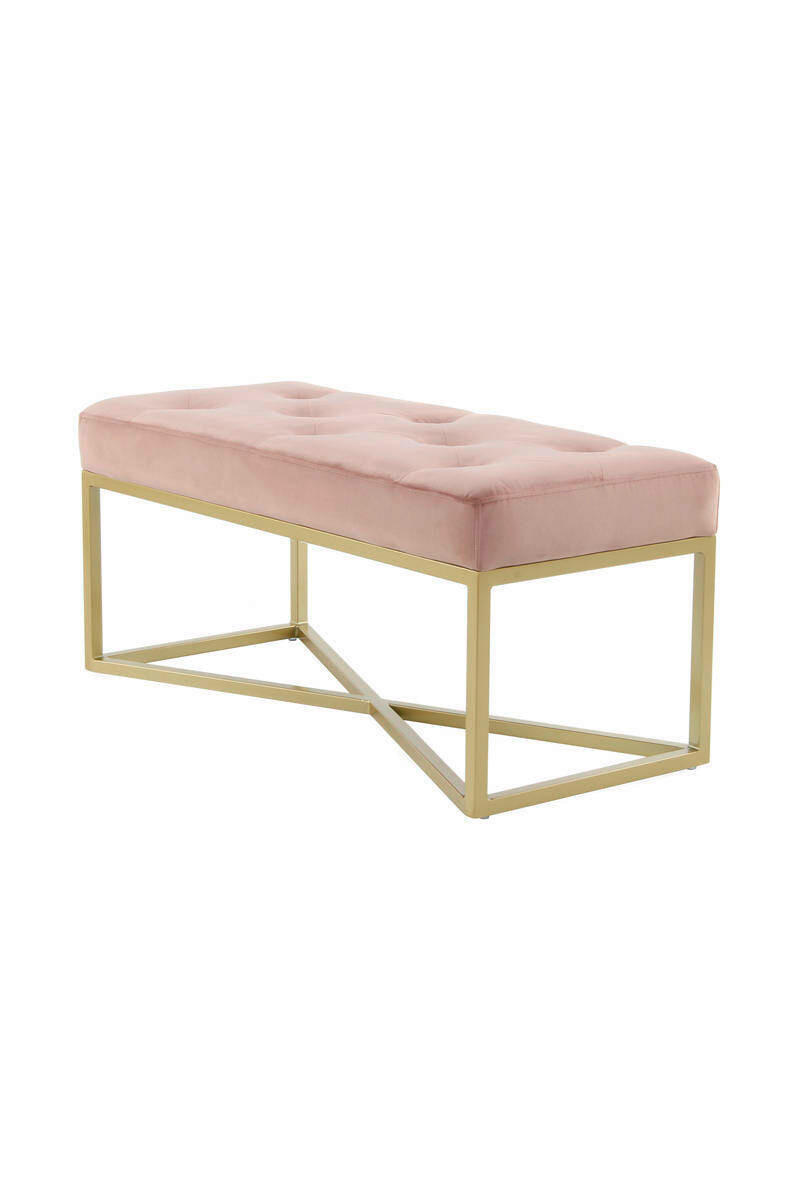 DLHÁ TABURETKA, kov, plast, textil, kompozitné drevo, 90/40/40 cm - zlatá/staroružová, Basics, kov/kompozitné drevo (90/40/40cm)