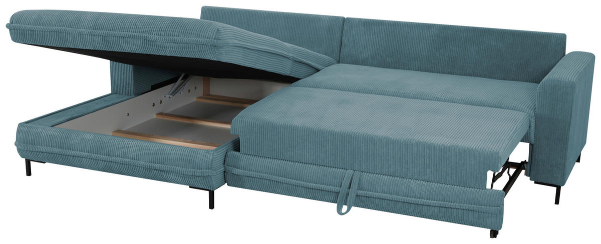 ECKSOFA  in Cord Blau  174/272 cm  - Blau/Schwarz, Design, Textil/Metall (174/272cm) - MID.YOU
