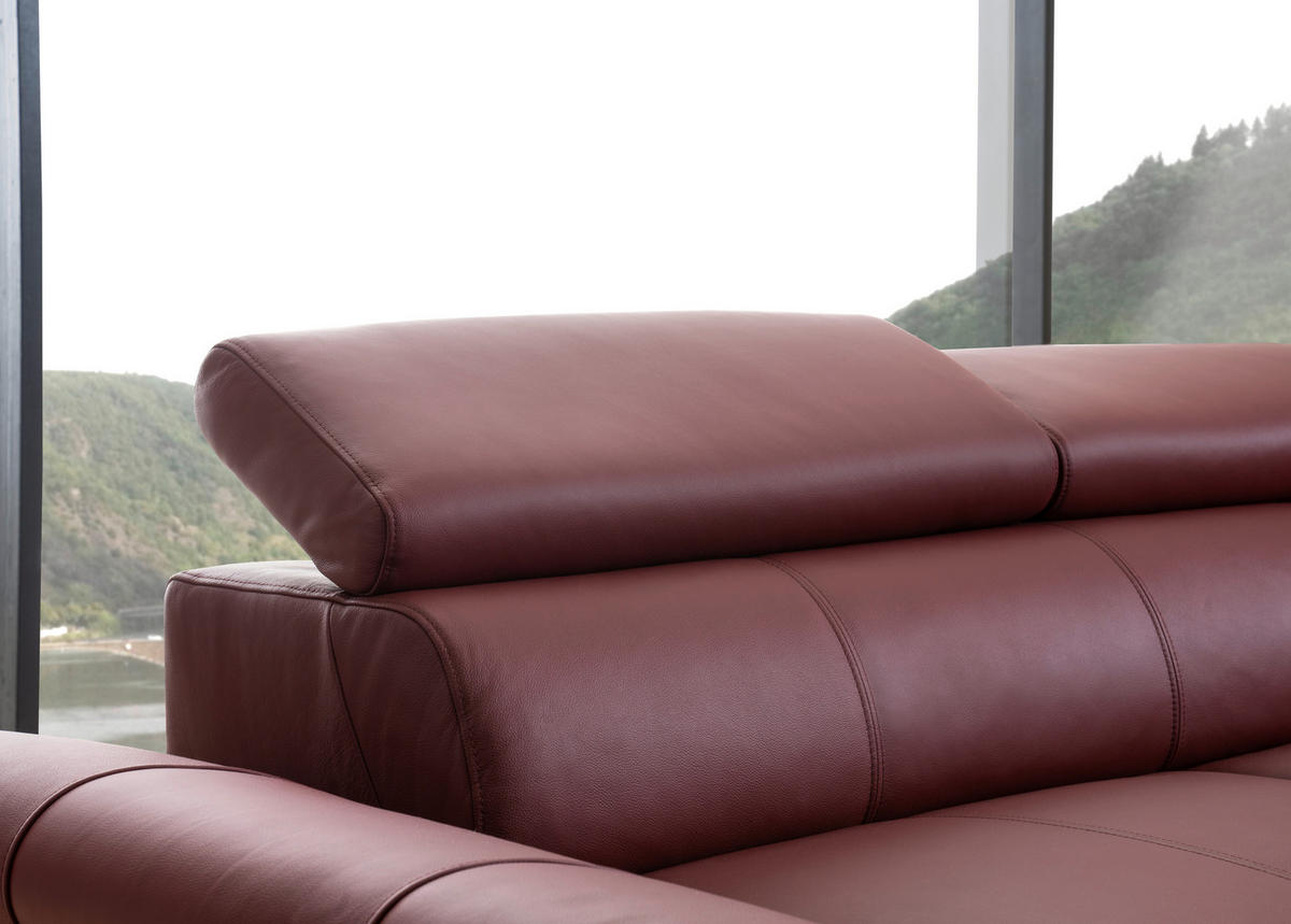 ROHOVÁ SEDACIA SÚPRAVA, koža, bordová - čierna/bordová, Design, kov/koža (268/213cm) - Celina Home