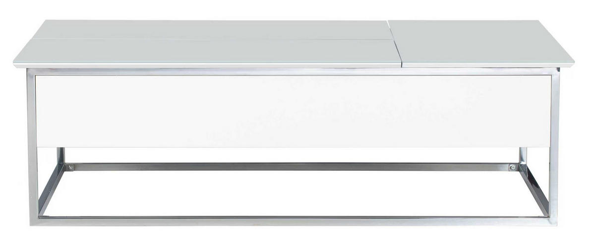 COUCHTISCH Optiwhite 130/80/40 cm rechteckig Weiß, Chromfarben  - Chromfarben/Weiß, Design, Glas/Holzwerkstoff (130/80/40cm) - MID.YOU