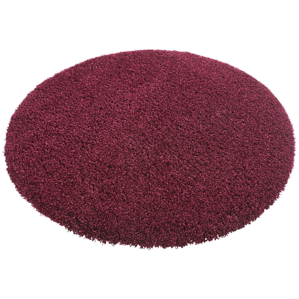 Thumbnail - Novel Hochflorteppich, Bordeaux, Textil, meliert, rund, Textiles Vertrauen - Oeko-Tex®, für Fußbodenheizung geeignet, in...