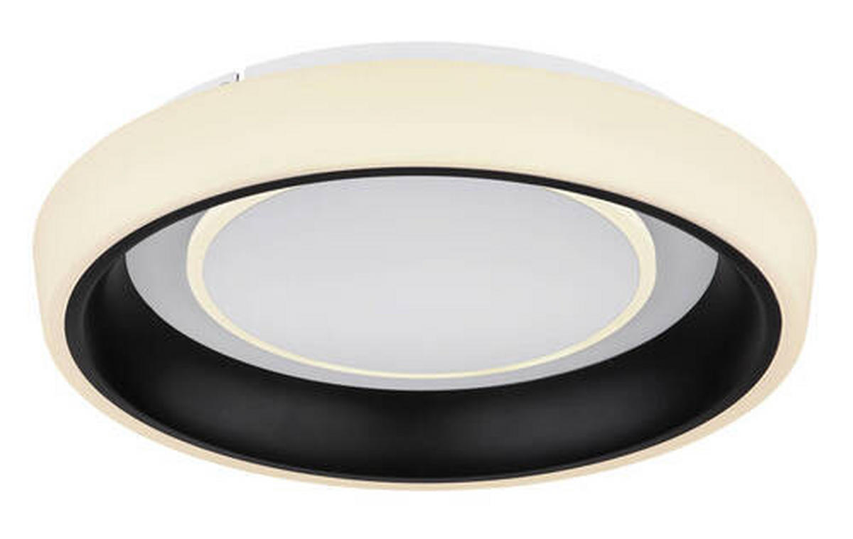 STROPNÍ LED SVÍTIDLO, 50/9,5 cm  - černá/opál, Design, kov/plast (50/9,5cm)
