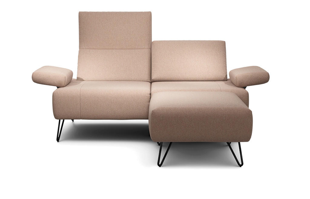 2-SITZER-SOFA Chenille Rosa  - Schwarz/Rosa, Design, Textil/Metall (164-194/85/86-94cm) - SENSOO