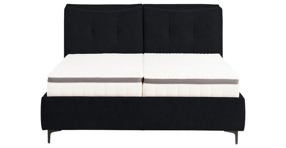 POLSTERBETT Matratze, Lattenrost, Topper Schwarz 180/200 cm - Schwarz, KONVENTIONELL, Leder/Holz (180/200cm) - Novel