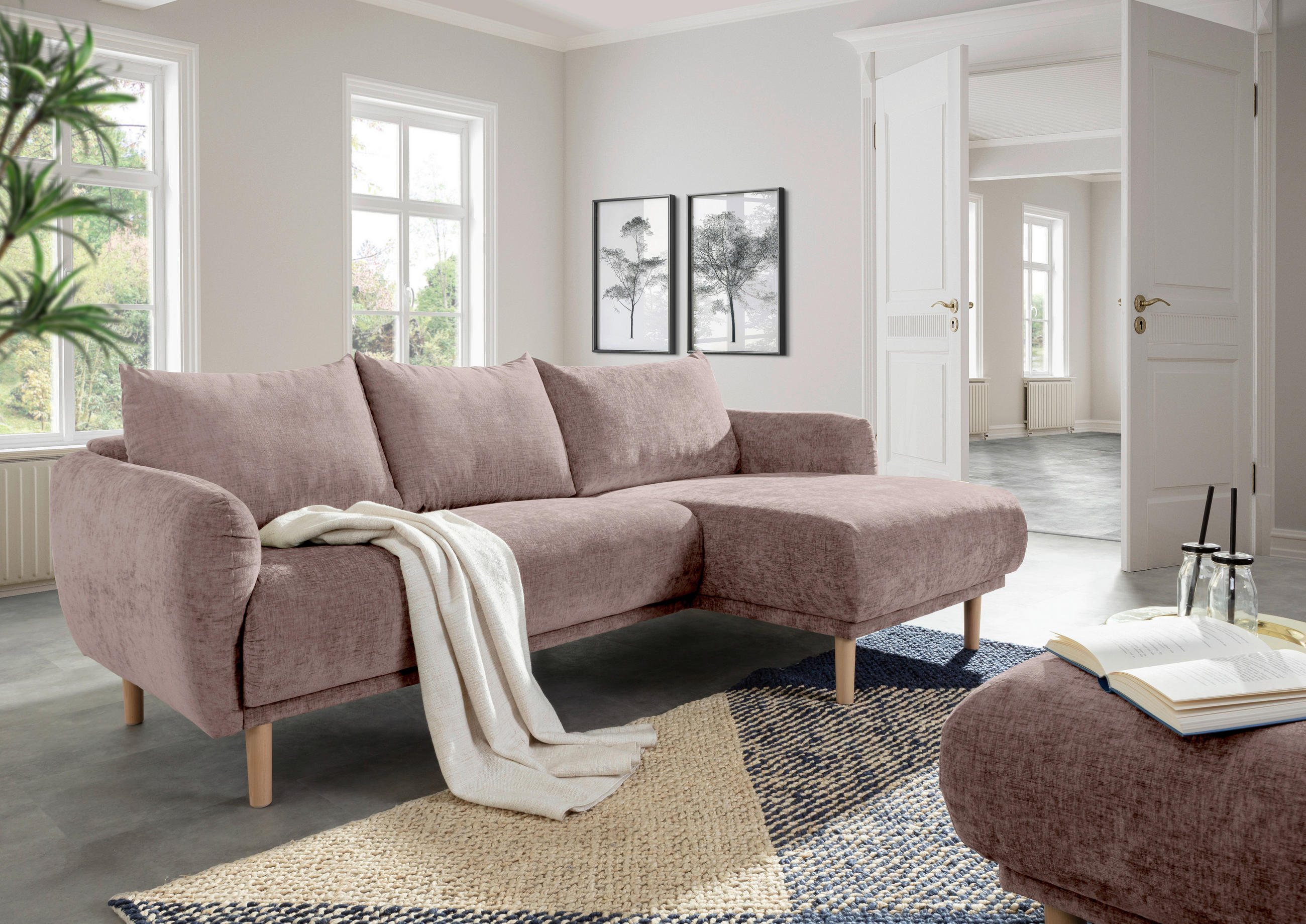HOCKER Flachgewebe Altrosa  - Altrosa, KONVENTIONELL, Holz/Textil (88/49/62cm) - Carryhome