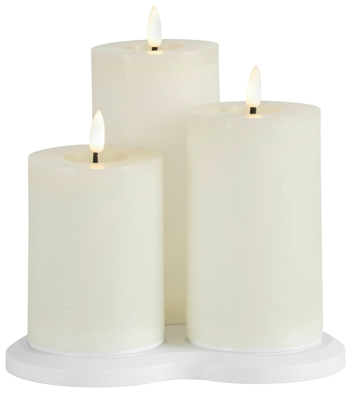 SADA LED SVIEČOK 3-dielne  plast, prírodné materiály   - krémová, Basics, plast/prírodné materiály (7,5/17,5cm) - Ambia Home