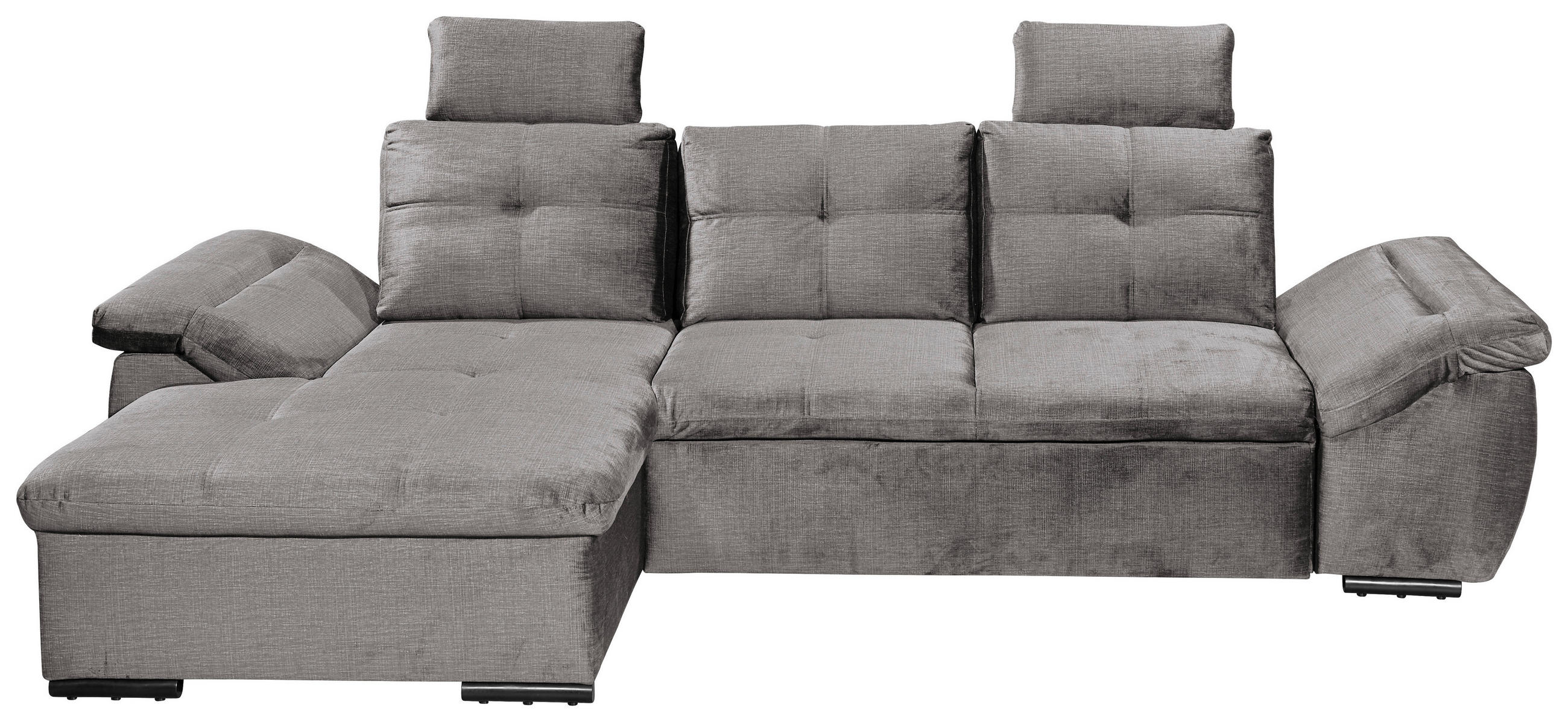 ECKSOFA Hellgrau Mikrovelours  - Hellgrau/Schwarz, KONVENTIONELL, Kunststoff/Textil (170/275cm) - Carryhome