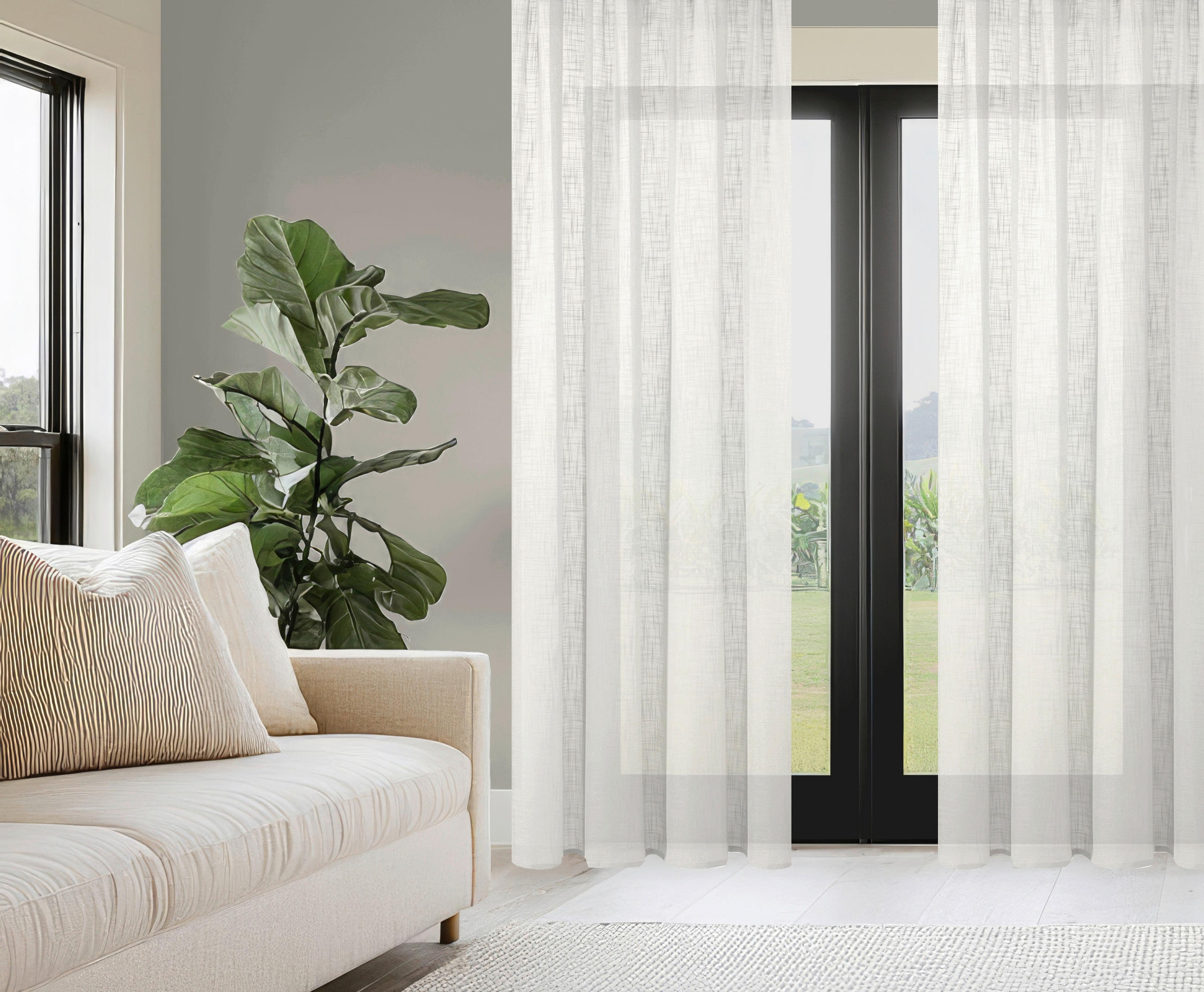 FERTIGVORHANG  halbtransparent   140/225 cm 2 Stück  - Weiß, Basics, Textil (140/225cm)
