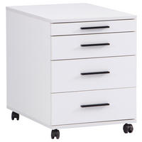 ROLLCONTAINER Weiß  - Schwarz/Weiß, Basics, Holzwerkstoff/Kunststoff (43/56/60cm) - Carryhome