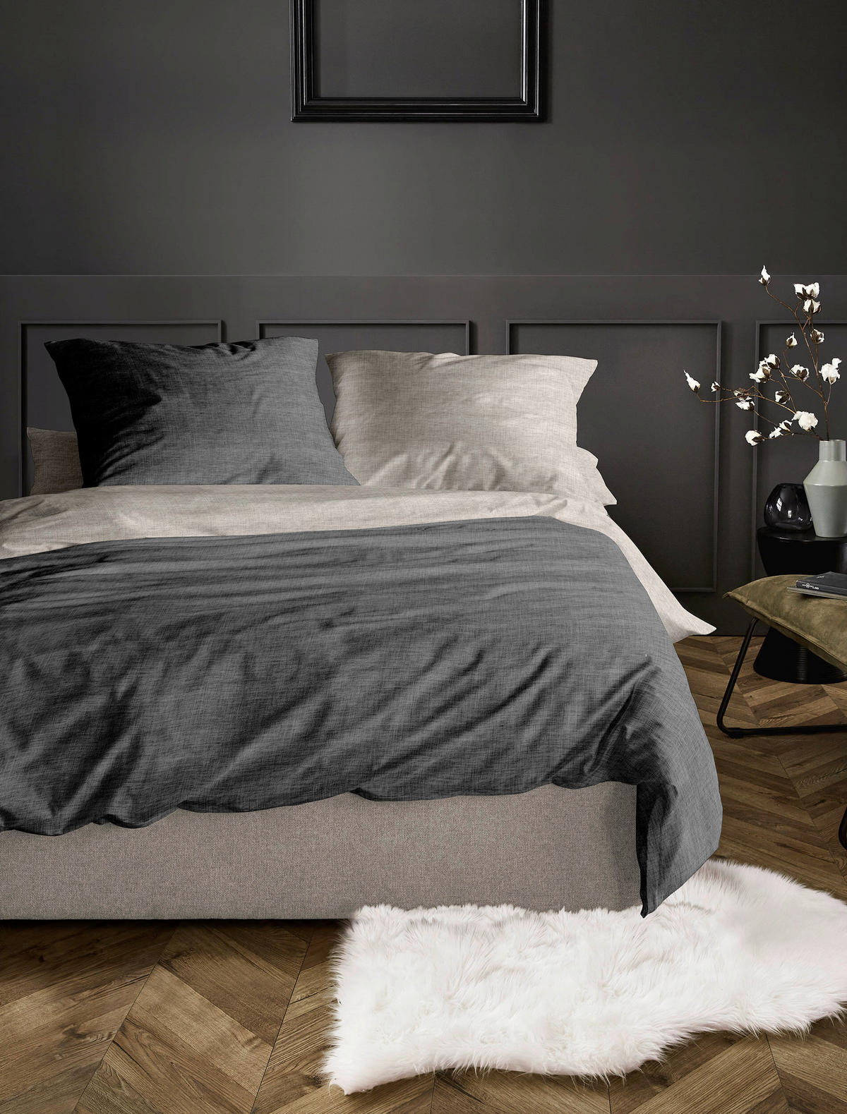 WENDEBETTWÄSCHE Makosatin 140/200 cm  - Grau, KONVENTIONELL, Textil (140/200cm) - Irisette