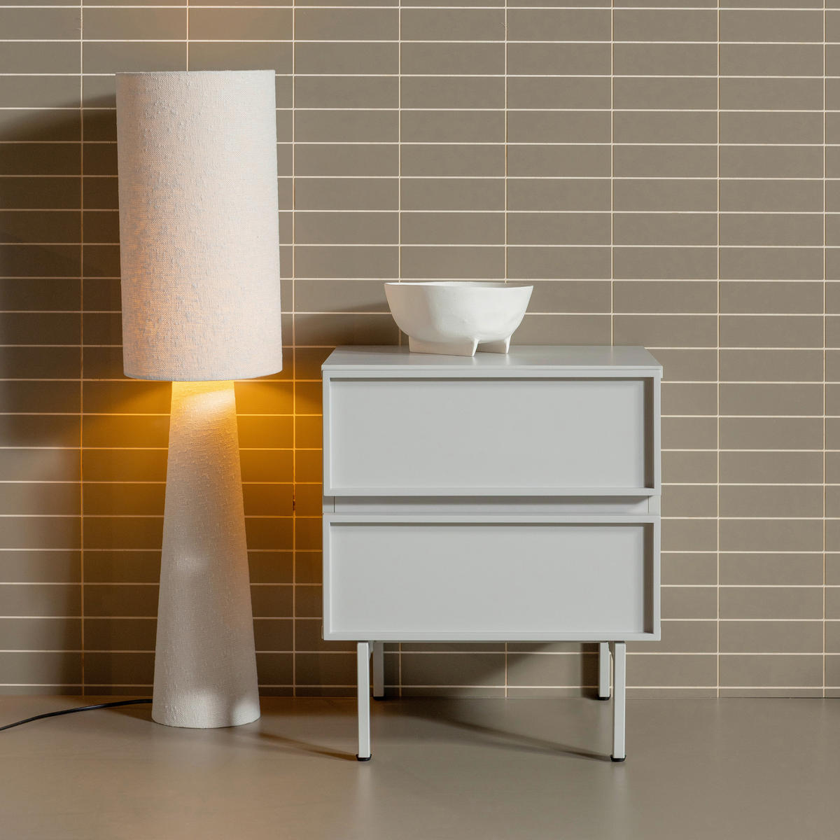 NACHTTISCH 45/51/42 cm  - Sandfarben, Design, Holzwerkstoff/Metall (45/51/42cm) - Livetastic
