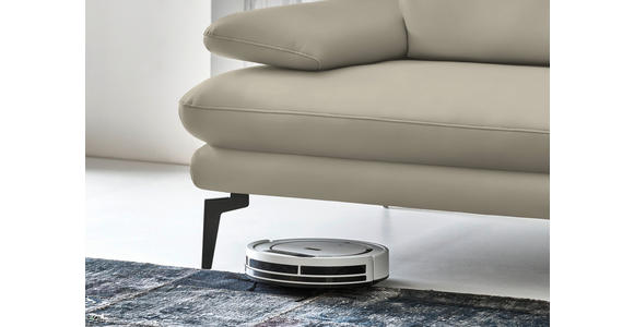 2,5-SITZER  in Echtleder Ecru   - Ecru/Schwarz, Design, Leder/Metall (196/86/104cm) - Dieter Knoll