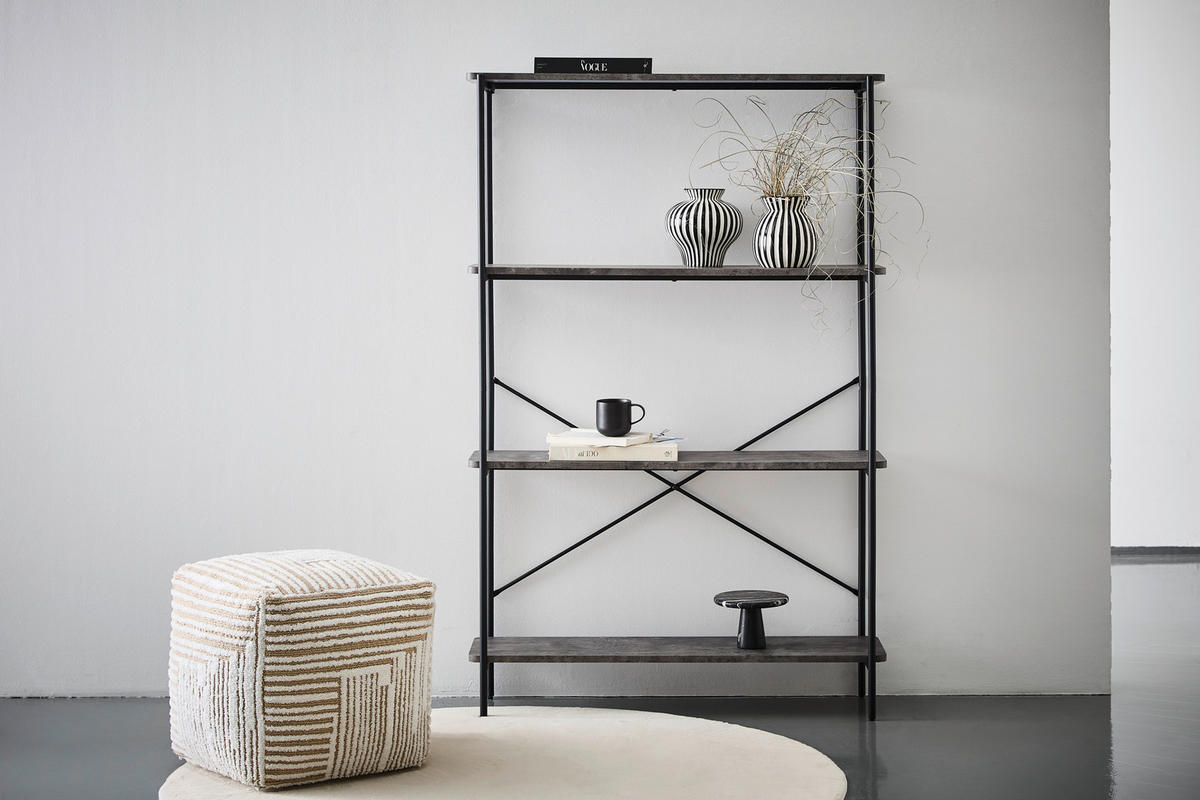 REGAL  110/170/32 cm Grau, Schwarz  - Schwarz/Grau, Design, Holzwerkstoff/Metall (110/170/32cm) - MID.YOU