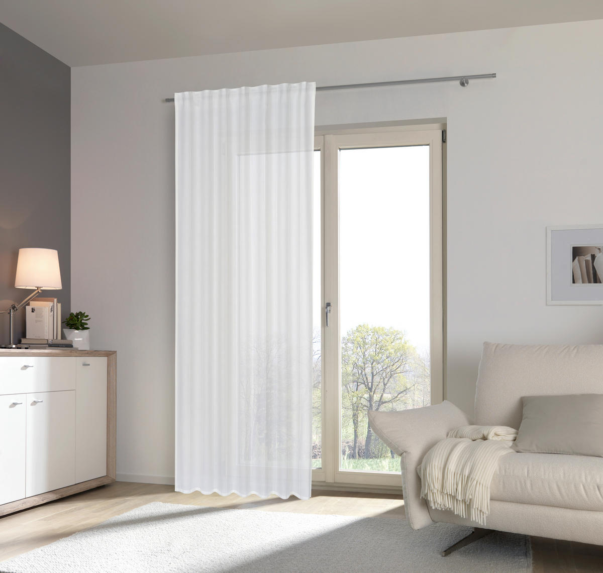 FERTIGVORHANG halbtransparent  - Naturfarben, Basics, Textil (140/245cm) - Esposa