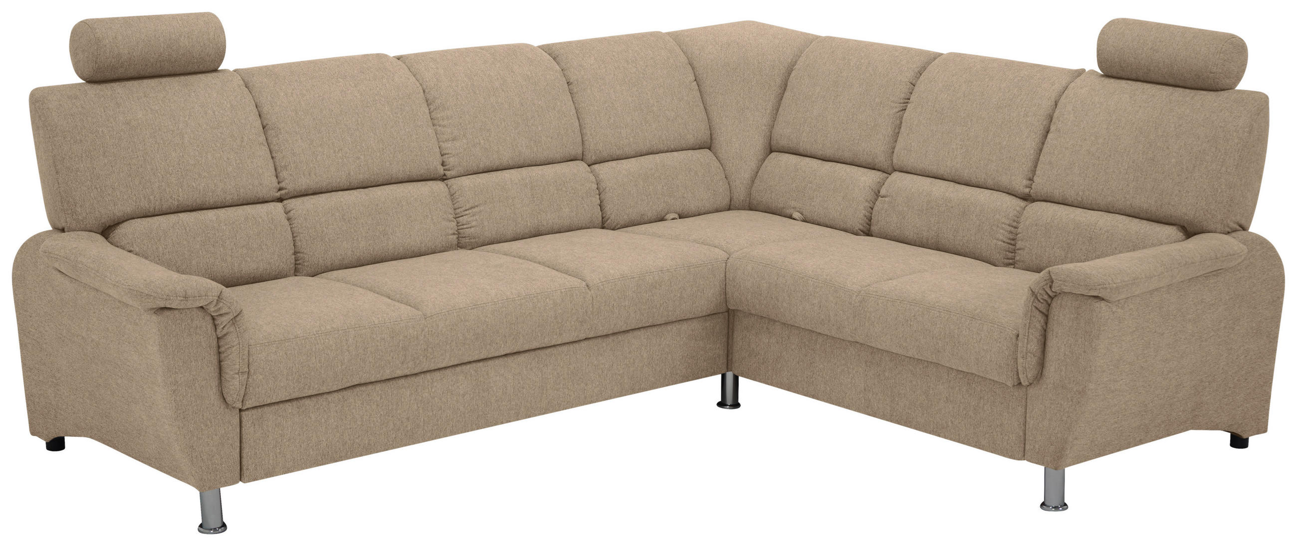 ECKSOFA in Taupe Textil   - Taupe/Silberfarben, Design, Holz/Kunststoff (270/219cm) - Livetastic