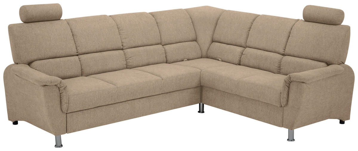 ECKSOFA in Webstoff Taupe  - Taupe/Silberfarben, Design, Holz/Kunststoff (270/219cm) - Livetastic